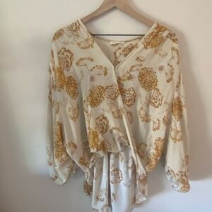 Lovestitch Yellow Wrap Blouse with Notched Collar